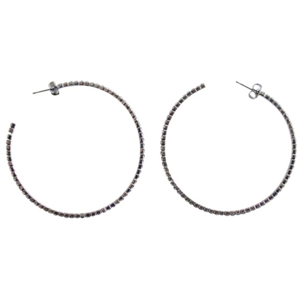 Serena Crystal Hoop Earrings Silver
